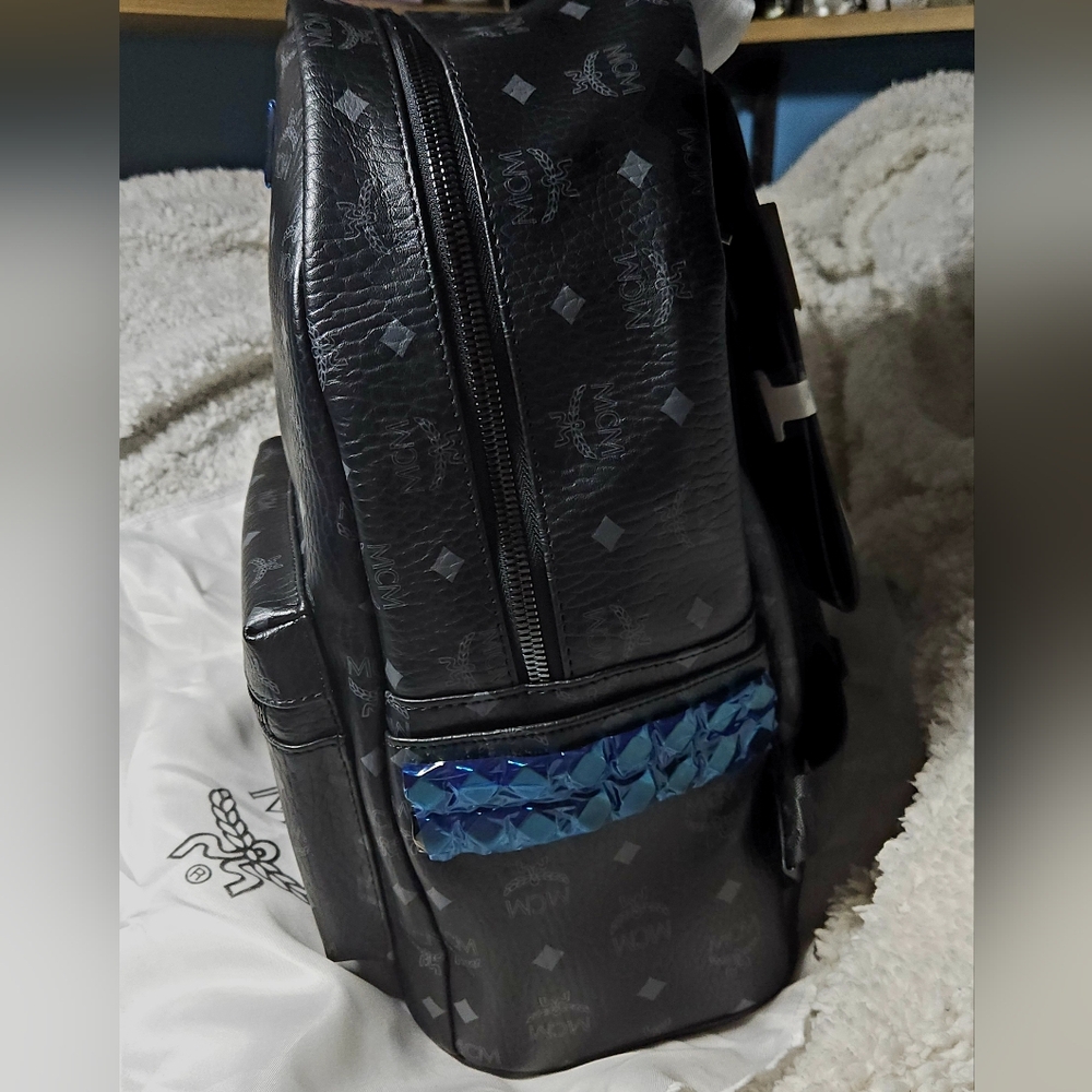 MCM stark Studded Backpack Nwt Still Has Blue  Protective Film Never Used - Picture 9 of 12